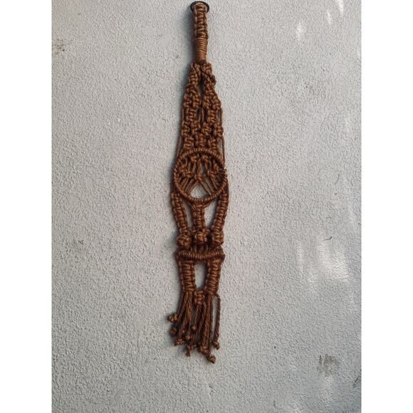Vintage 1970s Macrame Wall Hanging Boho Brown Braided Fiber Art 34” - Picture 14 of 16
